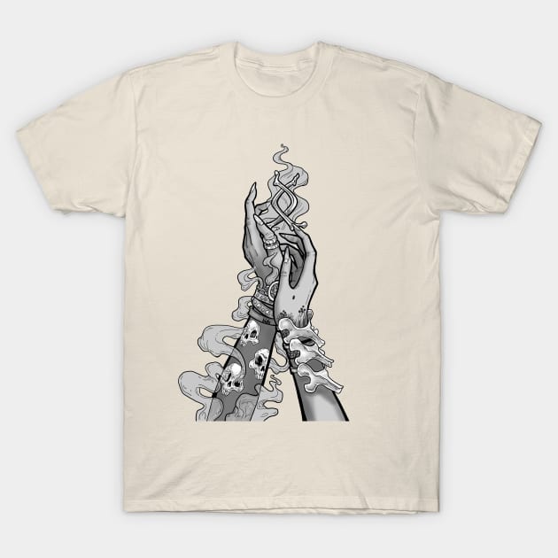 Hands of the Witch. Gray tones T-Shirt by bigdipper